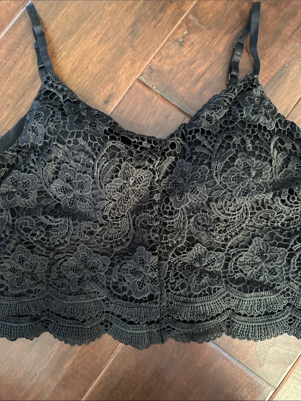 Active USA Black Lace Camisole Bralette